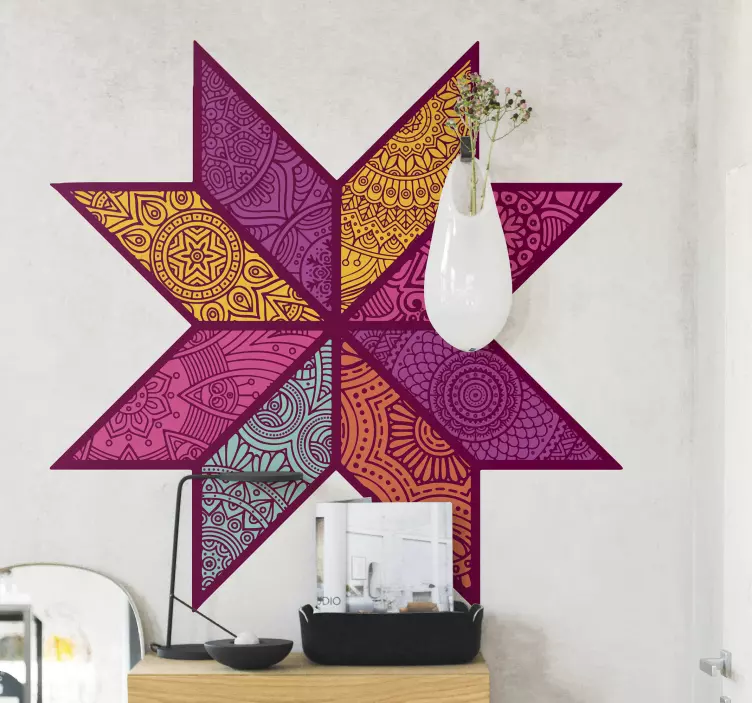 Paisley mozaik geometrik duvar sticker - TenStickers