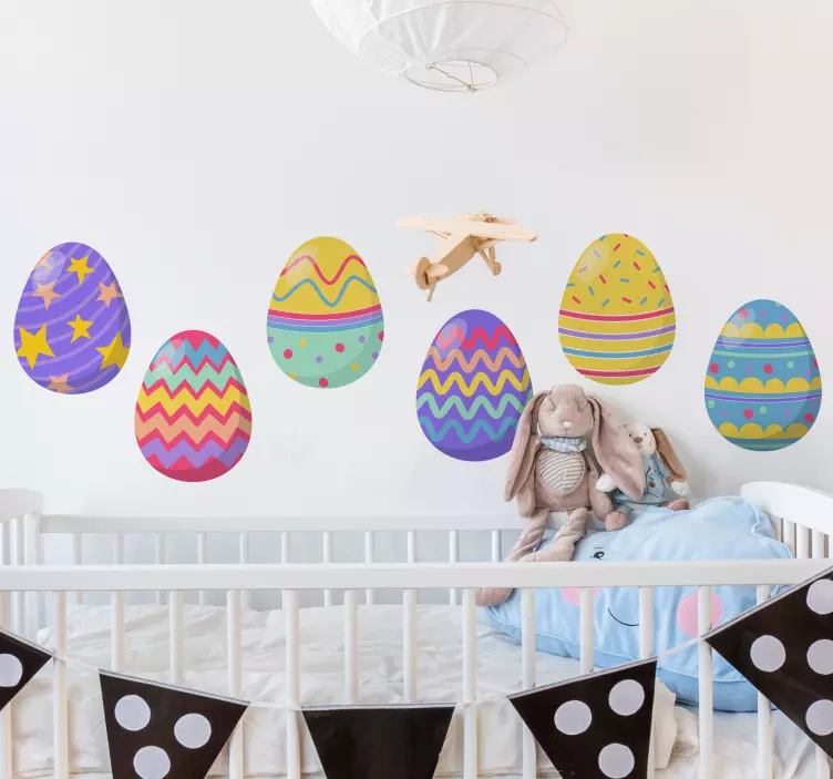 Desenli paskalya yumurtası duvar sticker - TenStickers