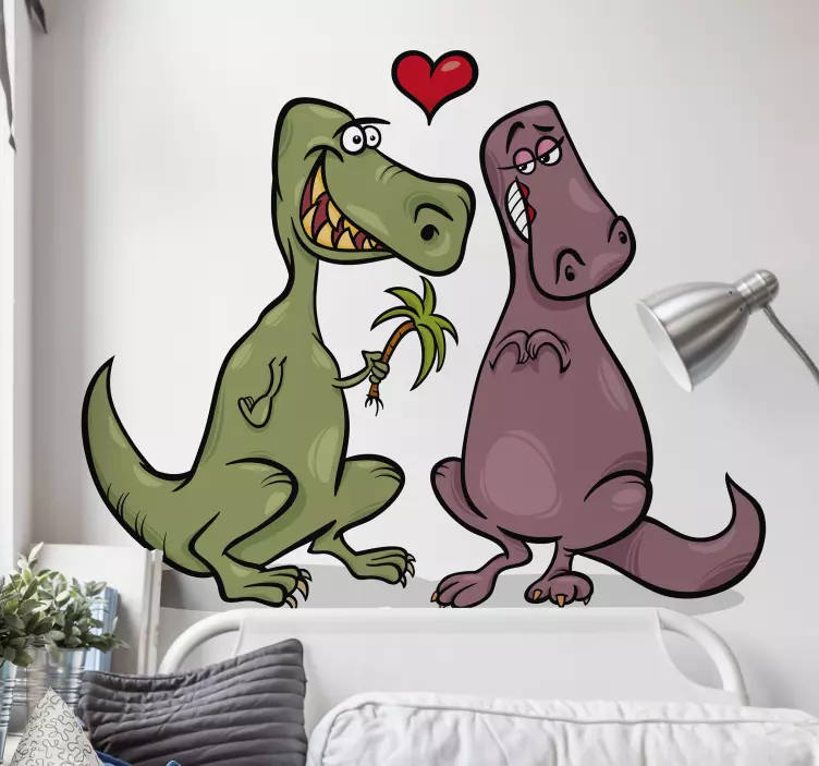 Aşık dinozorlar duvar sticker - TenStickers