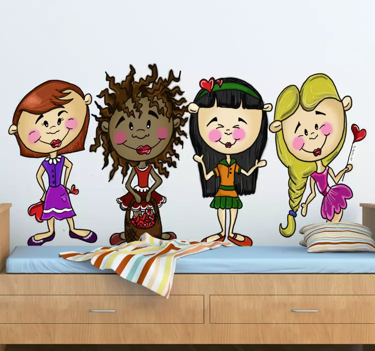 Dört arkadaş çocuklar çıkartmalar - TenStickers