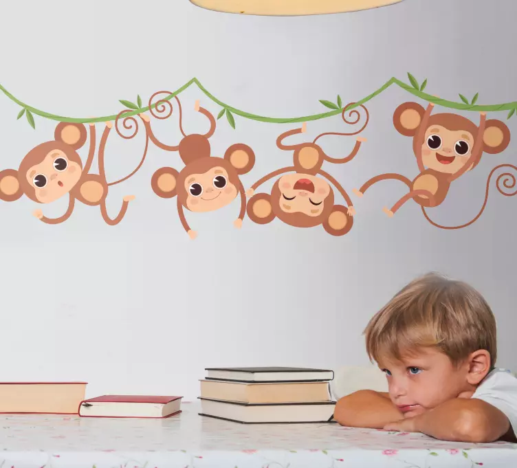 Dört asılı maymun vahşi hayvan çıkartması - TenStickers