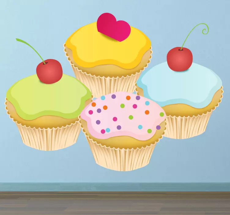 Dört cupcakes çıkartması - TenStickers