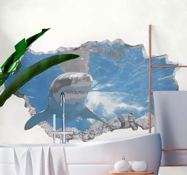 Duvar balığı çapraz köpekbalığı çıkartması - TenStickers