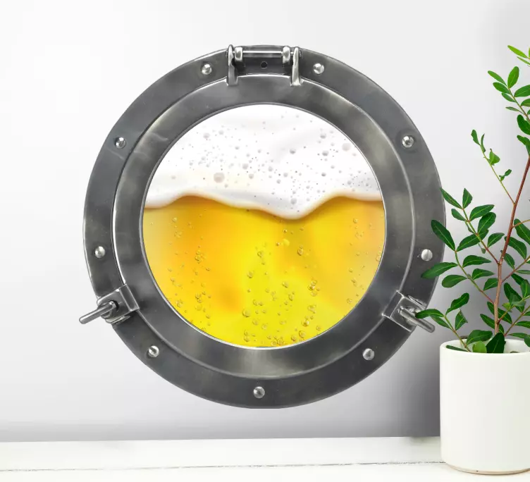 Duvar çıkartması içinde bira ile denizaltı penceresi - TenStickers