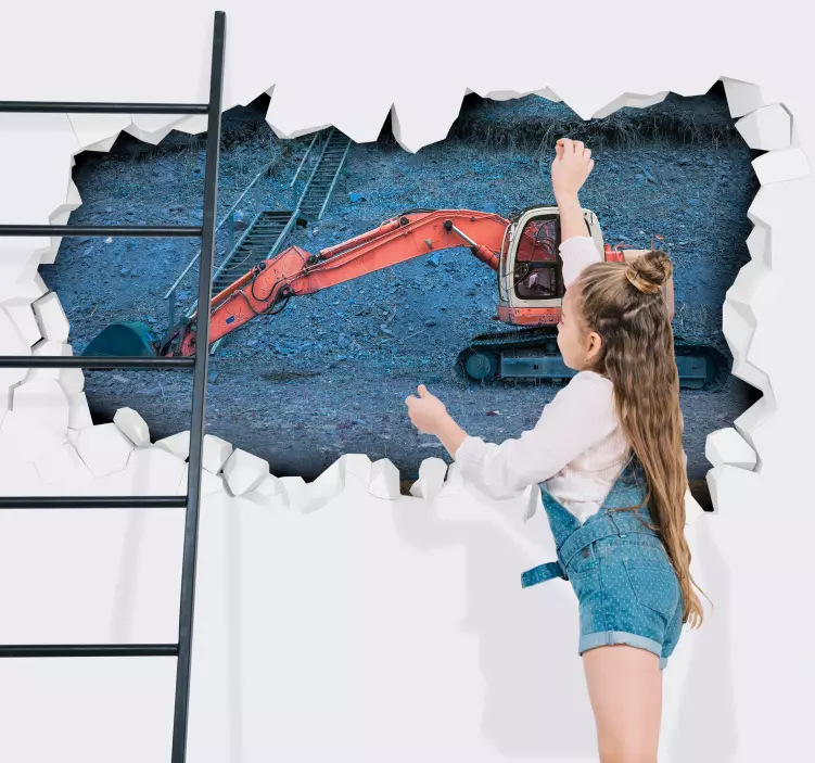 Ekskavatör inşaatı hayvan çıkartması - TenStickers