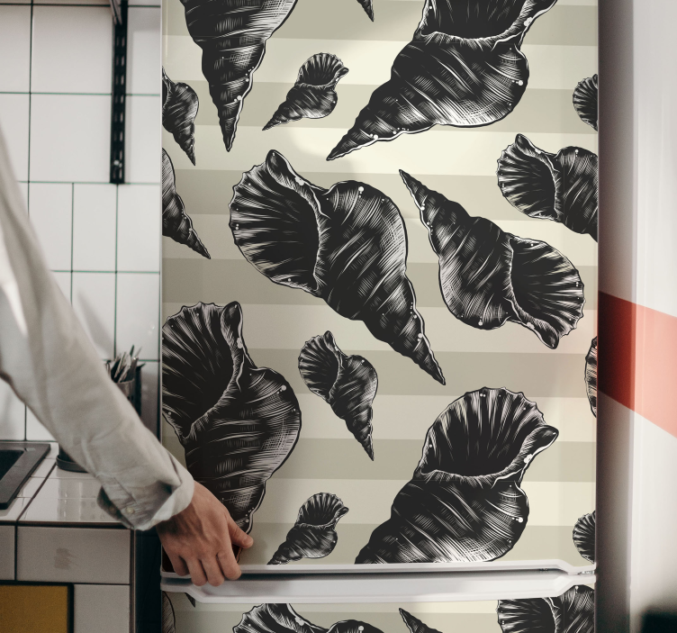 El çizmek deniz kabuğu vintage buzdolabı etiketi - TenStickers