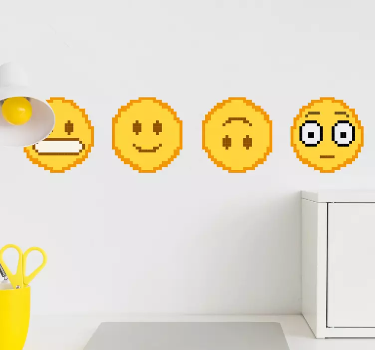 Emoji piksel duvar sticker sanat - TenStickers