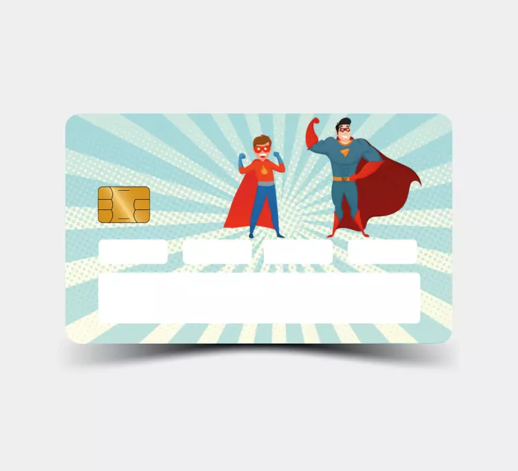 Erkek ve çocuk süper kahramanlar kredi kartı çıkartması - TenStickers