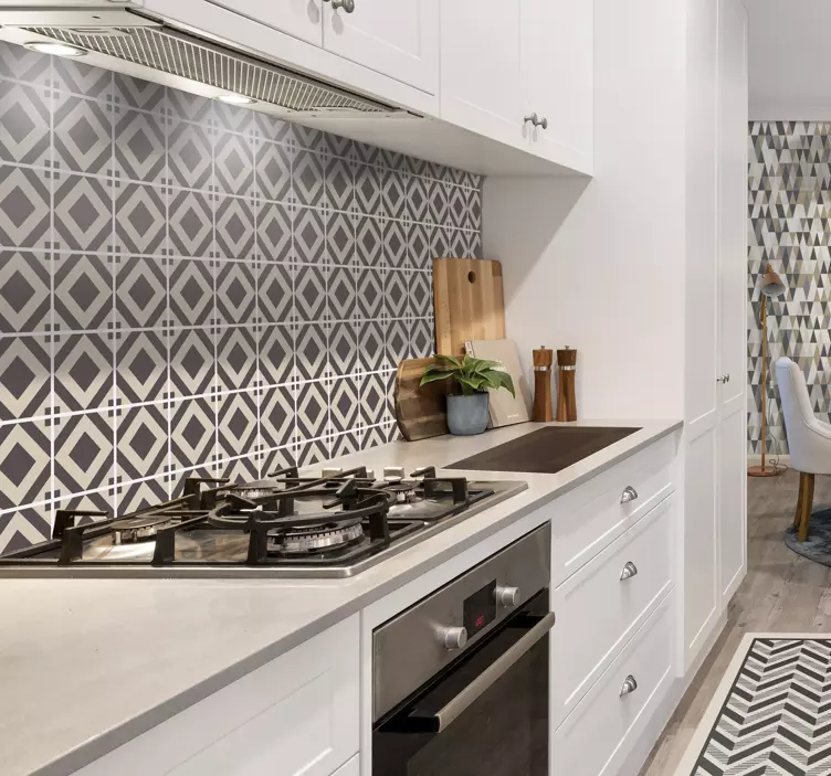 Eski bej kare desenli karo çıkartması - TenStickers