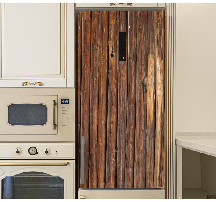 Eski kahverengi ahşap sandık buzdolabı çıkartması - TenStickers