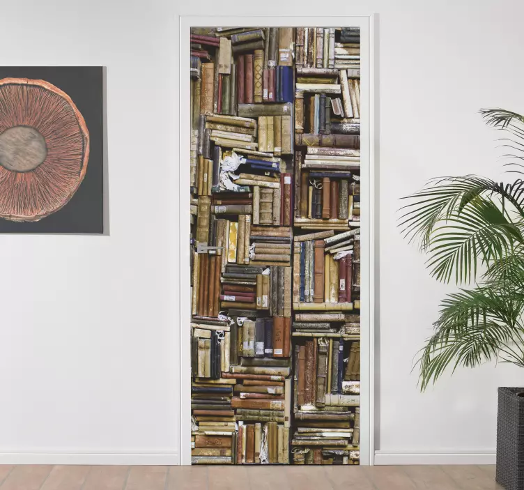 Eski kitaplar kütüphanesi kapı çıkartması - TenStickers