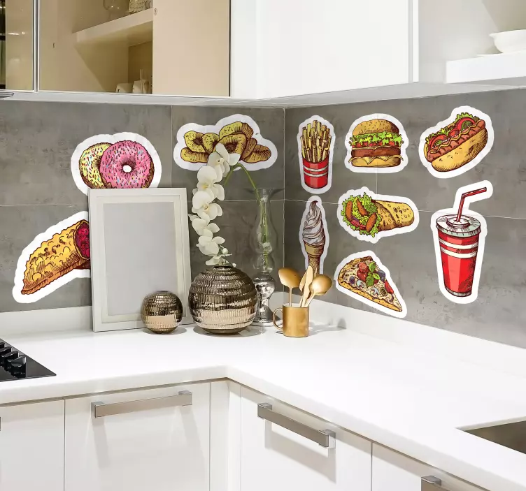 Fast food vinil duvar sticker - TenStickers