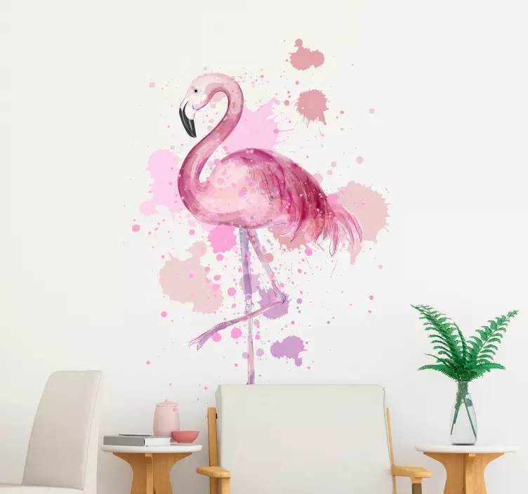 Flamingo paiting duvar sticker sanat - TenStickers