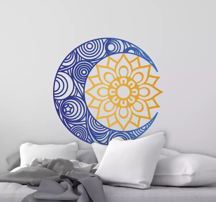 Gece ve gündüz mandala çiçek duvar sticker - TenStickers