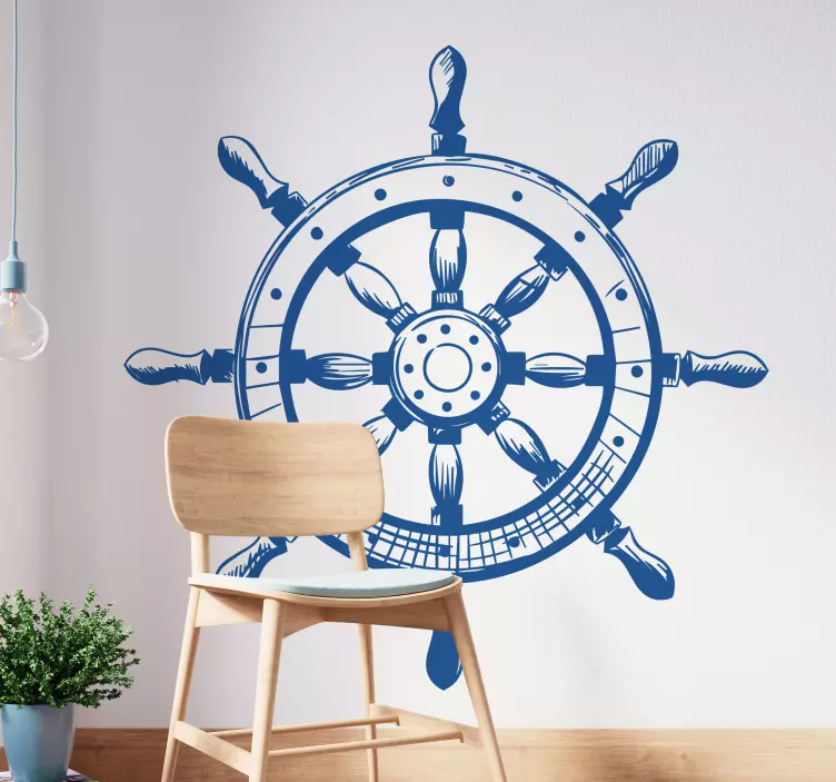 Gemi dümen illüstrasyon sticker - TenStickers