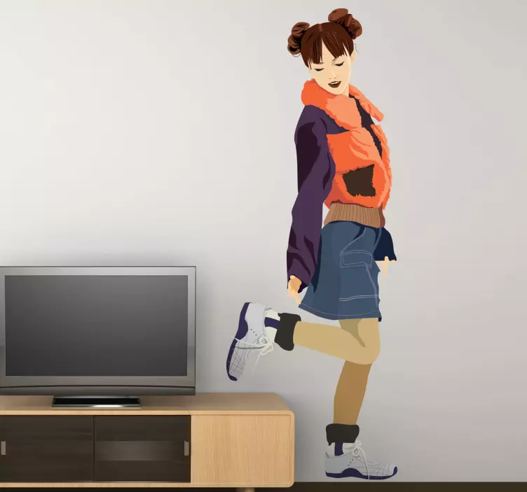 Genç casual kız duvar sticker - TenStickers