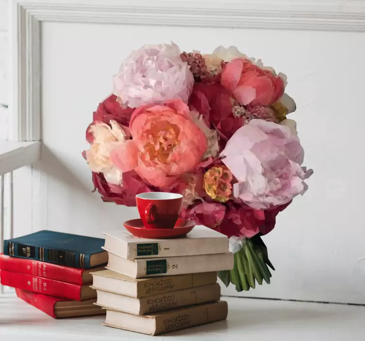 Geometrik buket çiçek duvar sticker - TenStickers