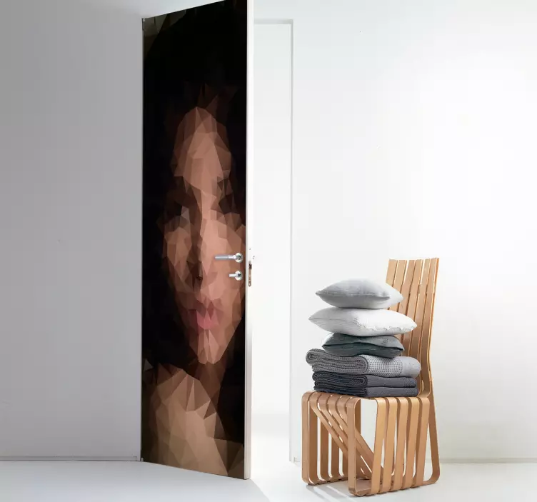 Geometrik kadın kapı çıkartması - TenStickers