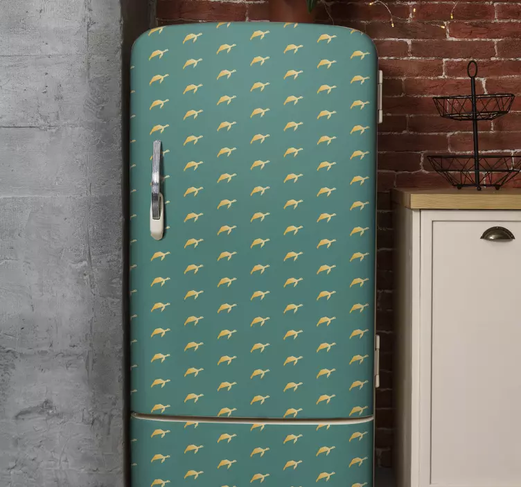 Geometrik kaplumbağa buzdolabı sticker - TenStickers