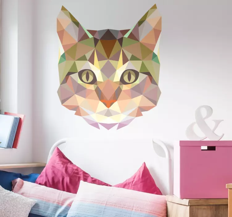 Geometrik kedi yüz duvar sticker - TenStickers