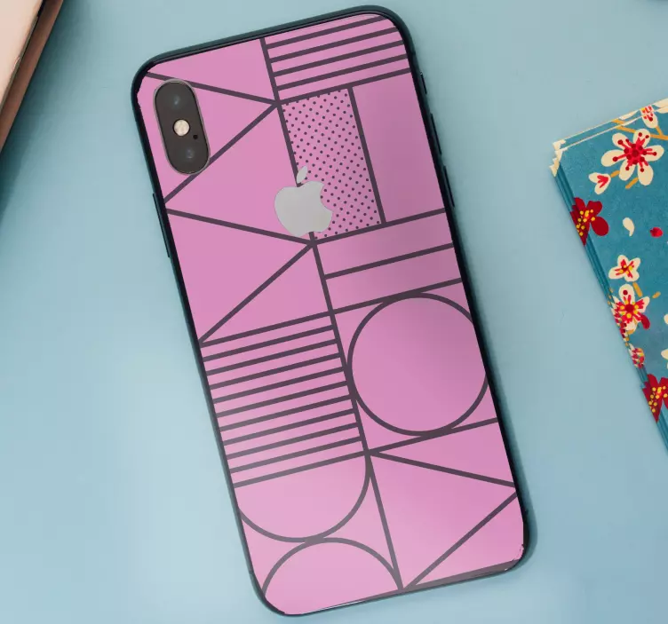 Geometrik pembe motif hayvan çıkartması - TenStickers