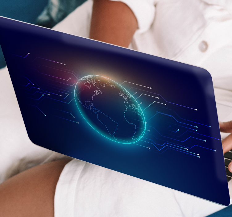Geometrik telekomünikasyon haritası dizüstü bilgisayar kaplamalar - TenStickers