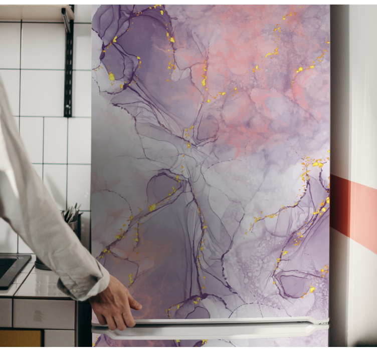 Gerçekçi mor mermer buzdolabı çıkartması - TenStickers