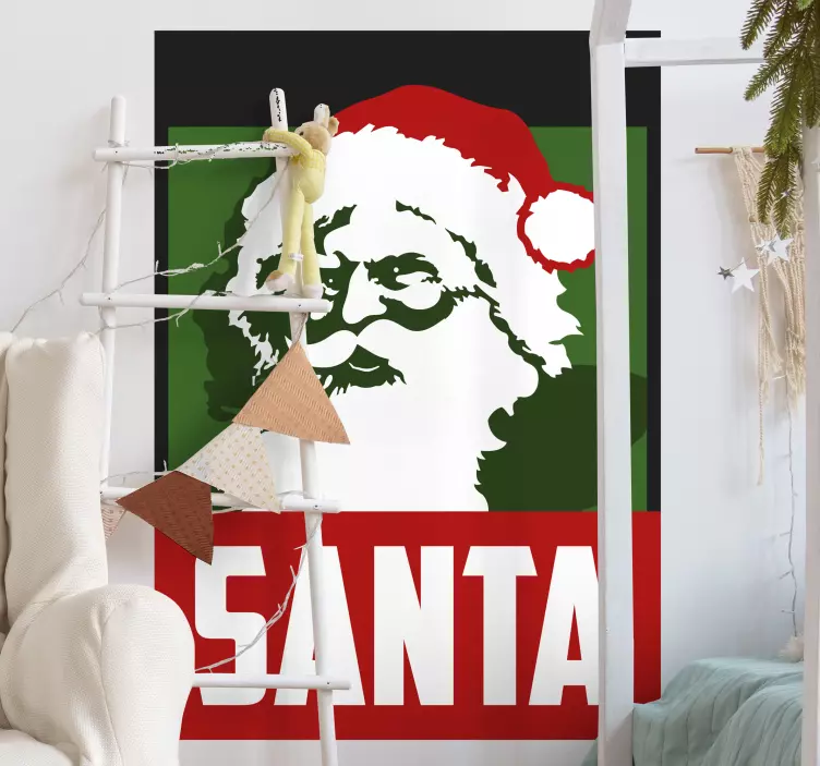 Gerçekçi santa poster yılbaşı etiketi - TenStickers