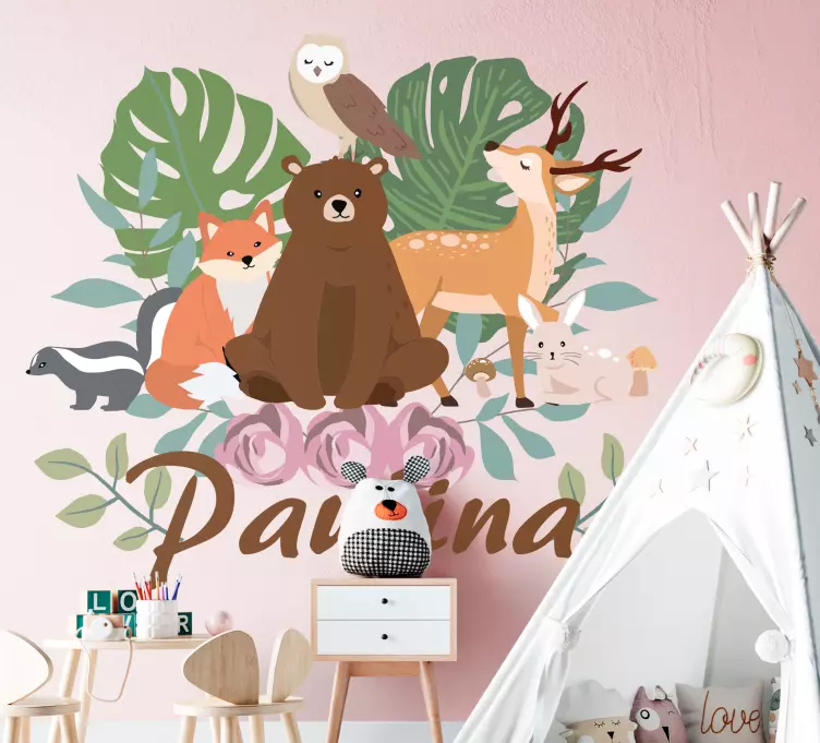 Girly ormanlık hayvanlar özel vahşi hayvan çıkartması - TenStickers