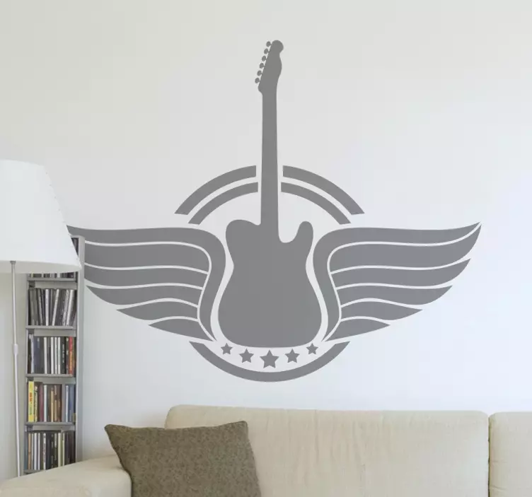 Gitar kanatlı logosu çıkartması - TenStickers