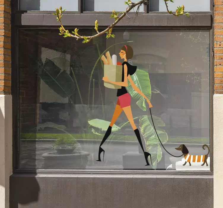 Glamour chic owner & dog duvar sticker - TenStickers