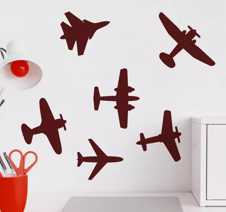 Gökyüzünde uçan birkaç uçak çıkartması - TenStickers