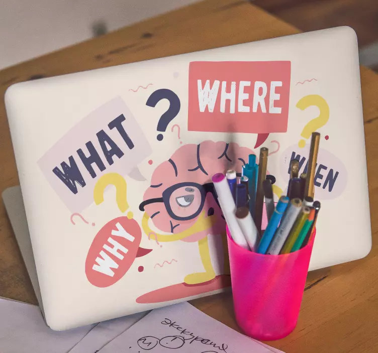 Gözlüklü beyin dizüstü bilgisayar cildi - TenStickers