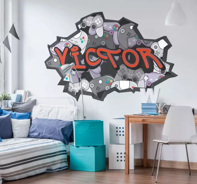 Grafiti konsolu kentsel duvar çıkartmasını yönetiyor - TenStickers