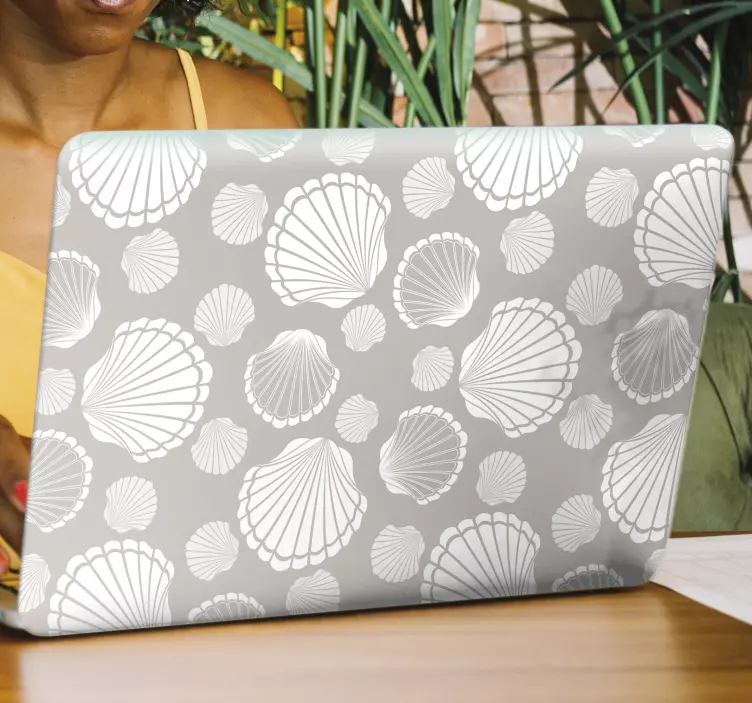 Gri ve beyaz kabuklar laptop çıkartması - TenStickers