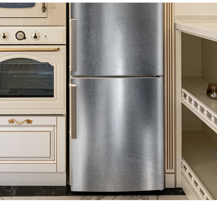 Gümüş metal rustik doku buzdolabı çıkartması - TenStickers