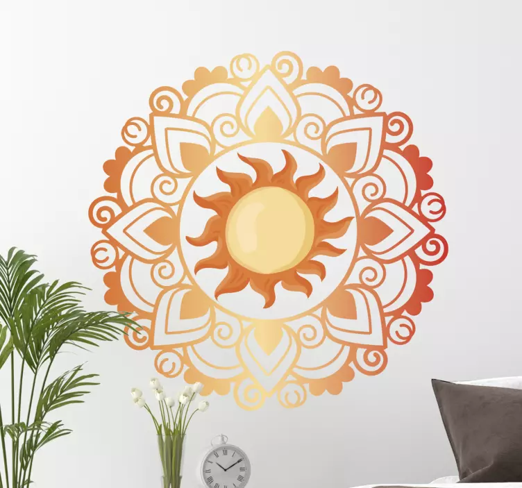 Güneş mandala çiçek duvar sticker - TenStickers