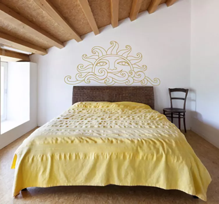 Güneş ve dalgalar duvar sticker - TenStickers