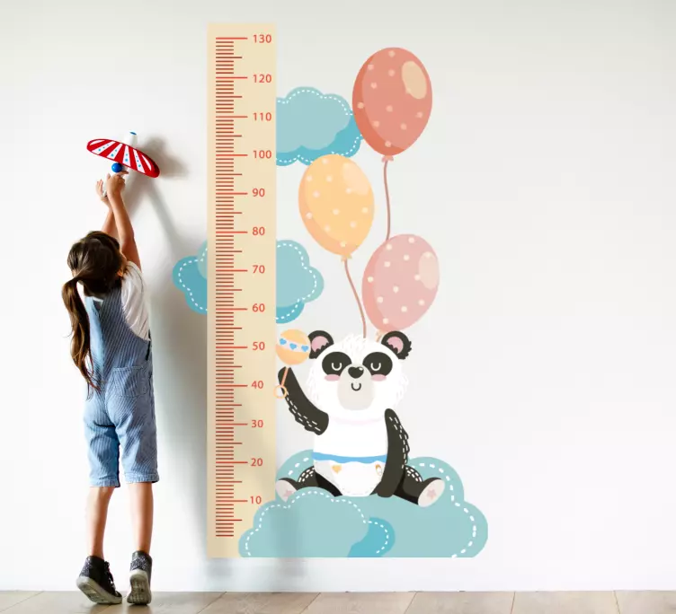 Hava balonlu bebek panda duvar sticker - TenStickers
