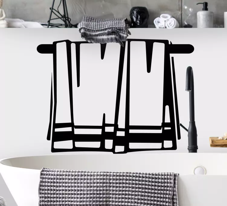 Havlu illüstrasyon siluet banyo çıkartması - TenStickers