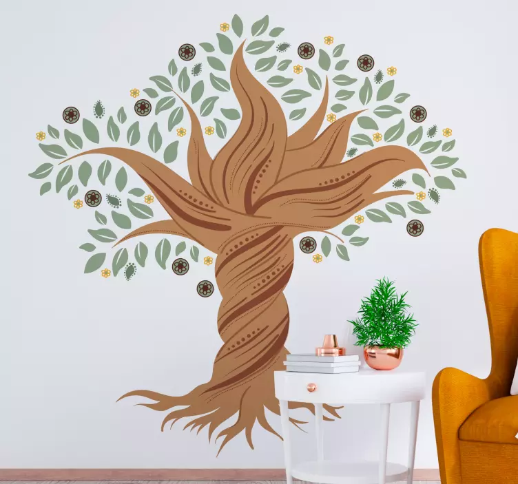 Hayat ağacı bükülmüş ağaç duvar çıkartması - TenStickers