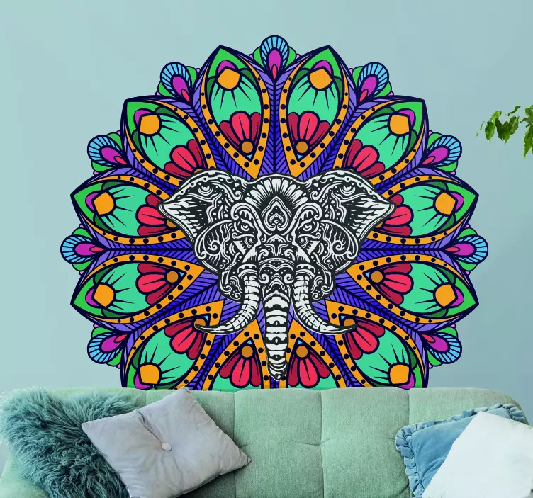 Hayvan Çıkartması fil mandala deseni - TenStickers