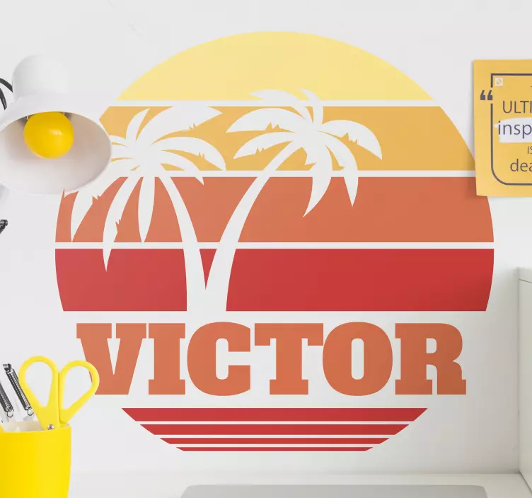 Hayvan Çıkartması gün batımı palmiye silueti - TenStickers