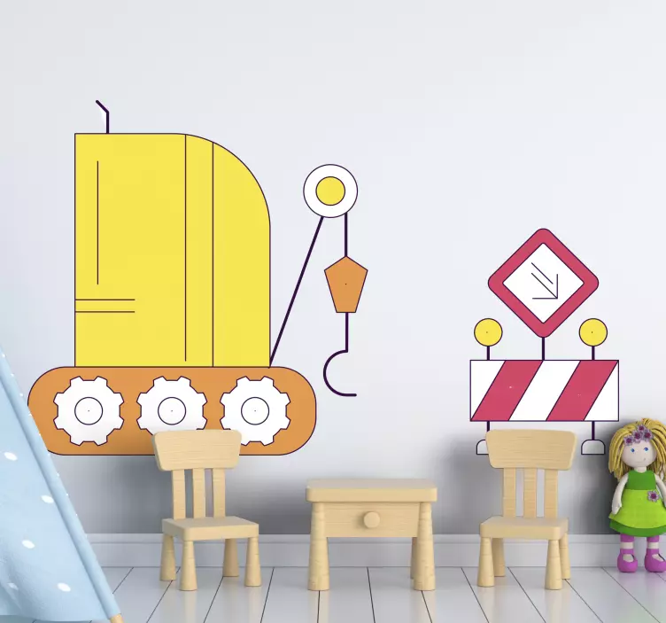 Hayvan Çıkartması İnşaat araçları heyecanı - TenStickers