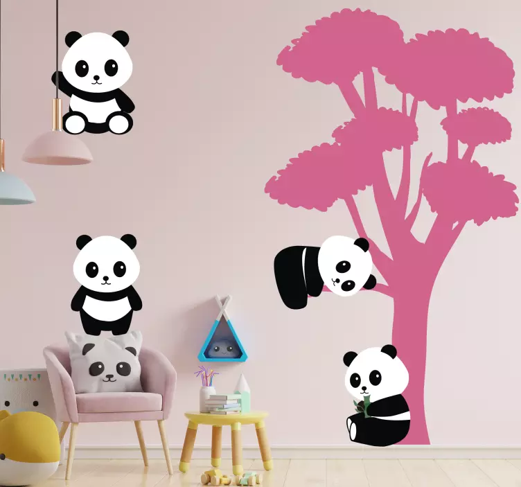 Hayvan Çıkartması panda aile ağacı - TenStickers
