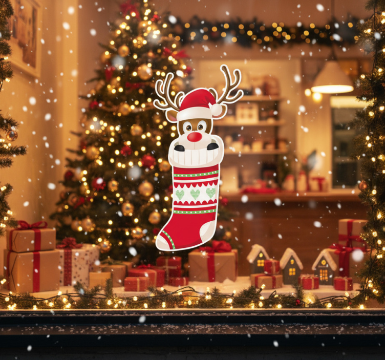 Hayvan çıkartması ren geyiği Çorabı - TenStickers