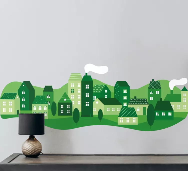 Hayvan Çıkartması - Şirin yeşil köy - TenStickers