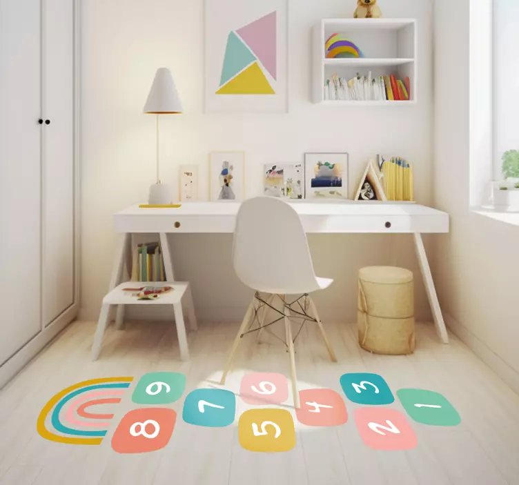 Hopscotch ile renkli gökkuşağı oyun sticker - TenStickers