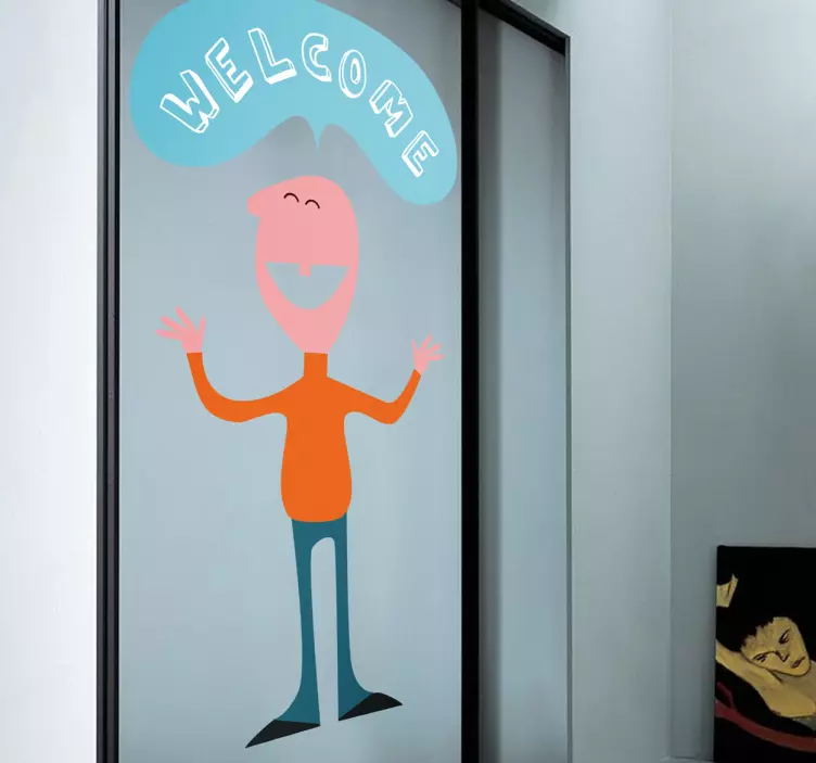 Hoş geldiniz işareti çıkartması olan adam - TenStickers