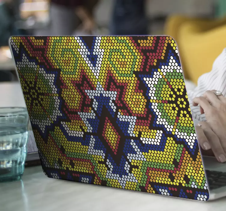 Huichol peyote sanat dizüstü çıkartması - TenStickers